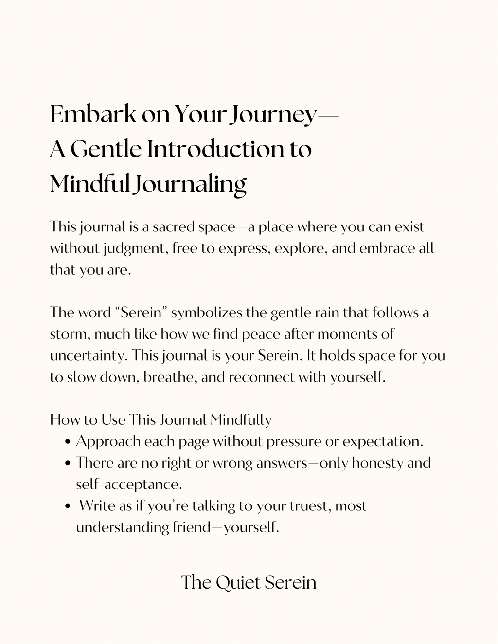 The Quiet Serein — 22-Day Guided Self Reflection Journal