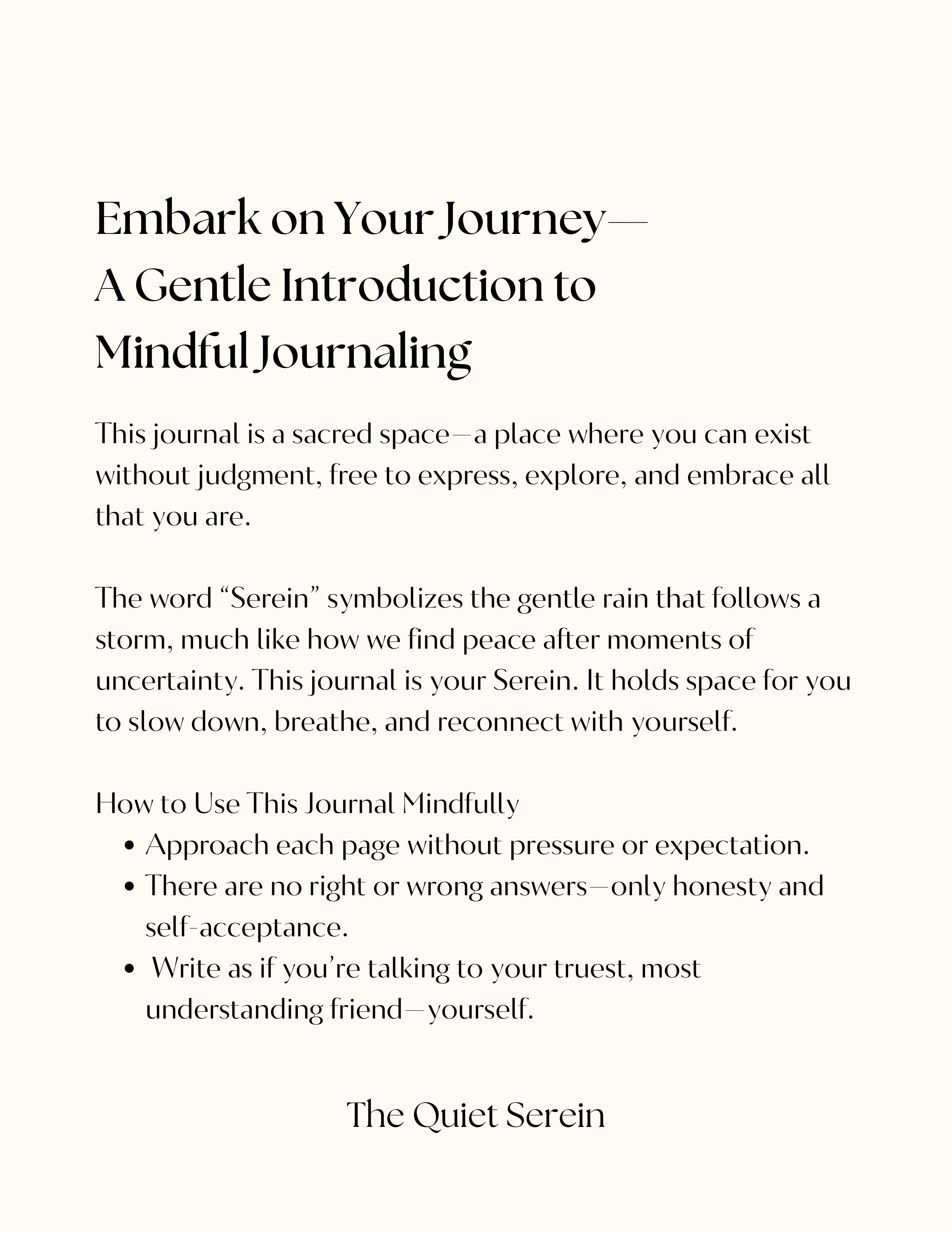 The Quiet Serein — 22-Day Guided Self Reflection Journal